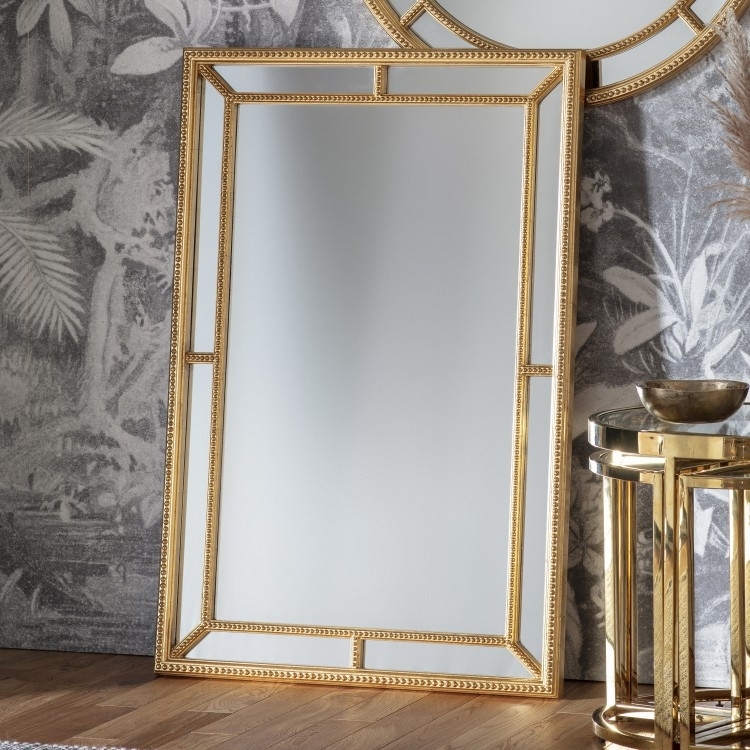 Product photograph of Ainsley Gold Rectangular Mirror - 121cm X 80cm from Choice Furniture Superstore.