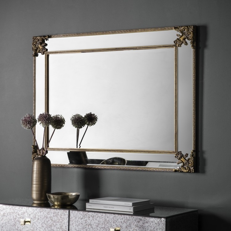 Product photograph of Wilson Rustic Gold Rectangular Mirror from Choice Furniture Superstore.