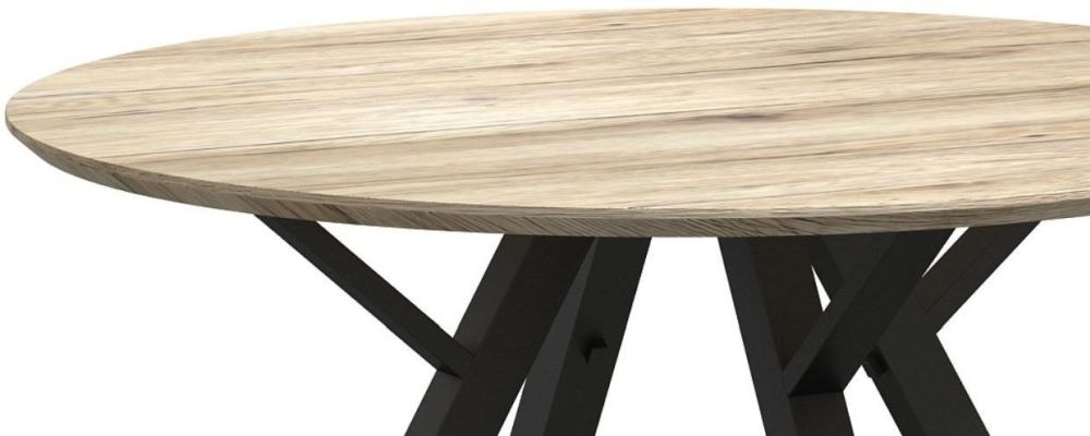 Product photograph of Delta Light Wood And Metal Round Dining Table - 2 Seater from Choice Furniture Superstore.