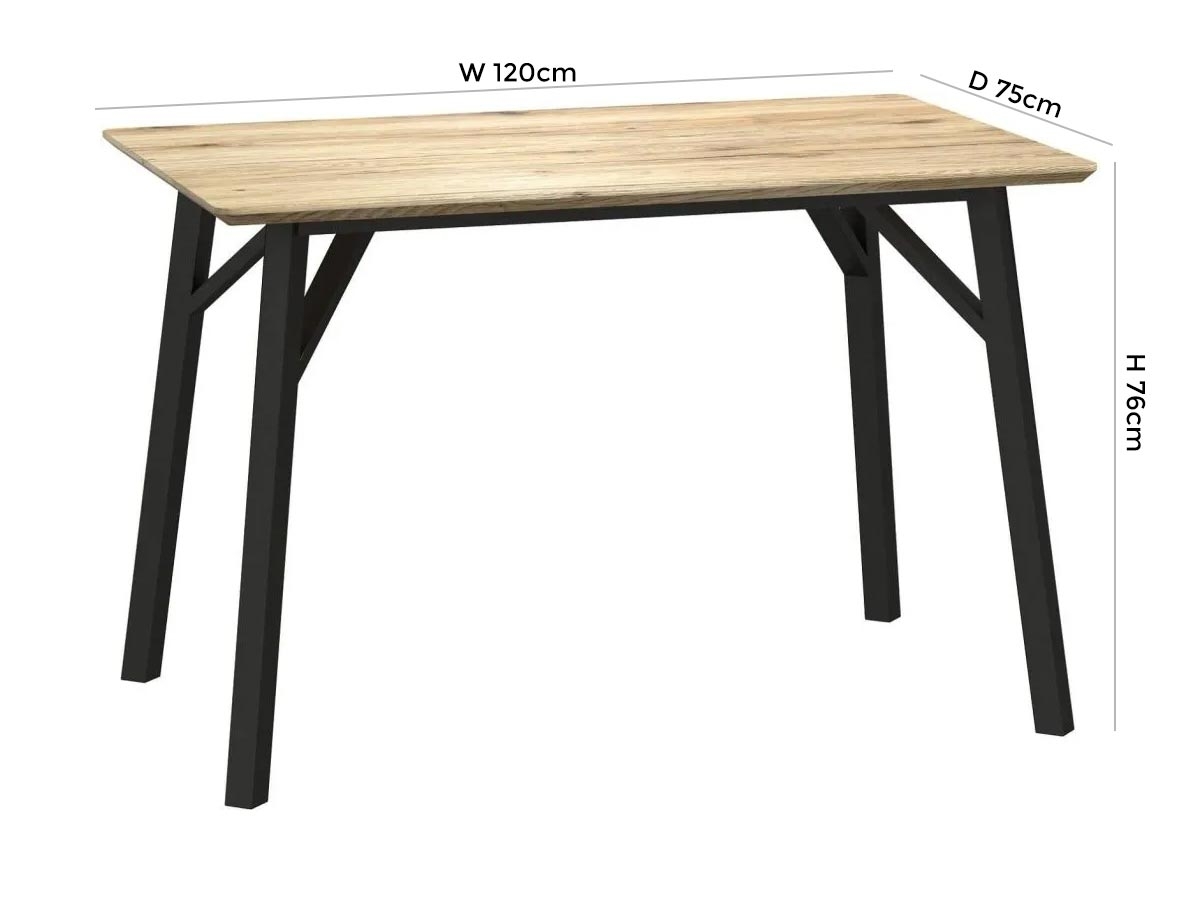 Product photograph of Delta Light Wood And Metal Dining Table - 4 Seater from Choice Furniture Superstore.