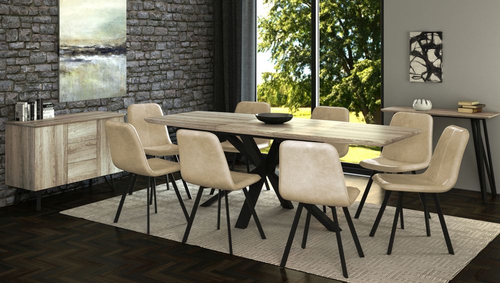 Product photograph of Delta Rustic Wood 6-8 Seater Extending Dining Table from Choice Furniture Superstore.