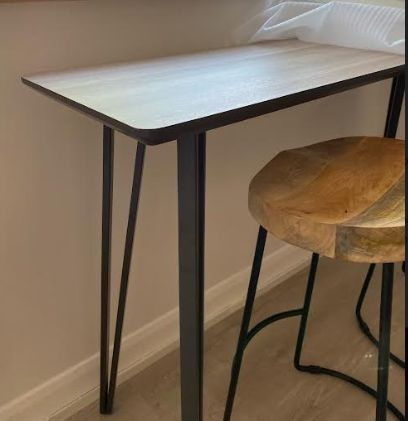 Product photograph of Delta Light Wood And Metal Bar Table from Choice Furniture Superstore.