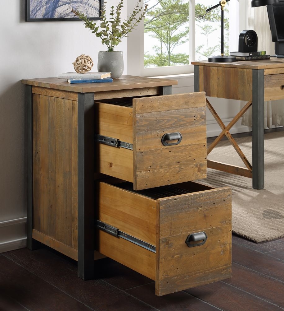 Product photograph of Urban Elegance Reclaimed Wood Two Drawer Filing Cabinet from Choice Furniture Superstore.