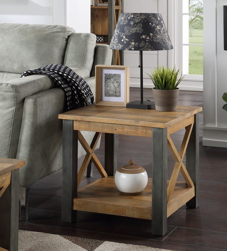 Urban Elegance Reclaimed Wood Lamp Table