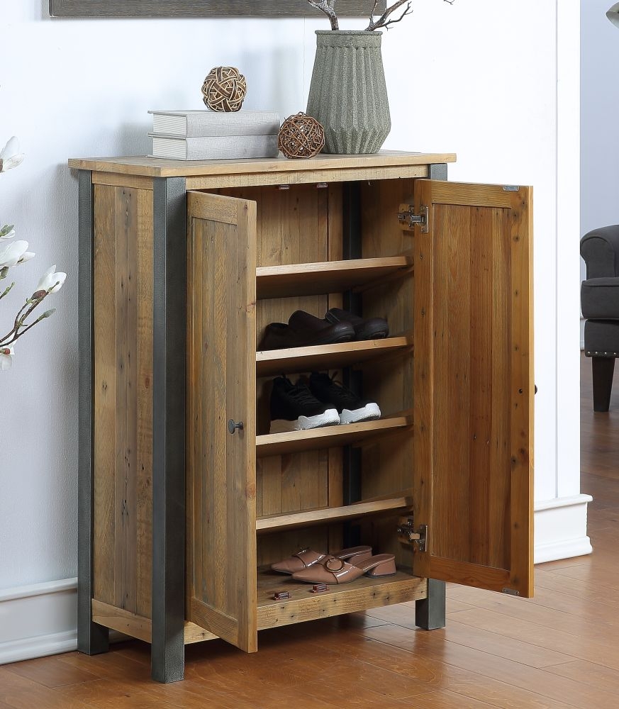 Product photograph of Urban Elegance Reclaimed Wood Small Shoe Storage Cupboard from Choice Furniture Superstore.
