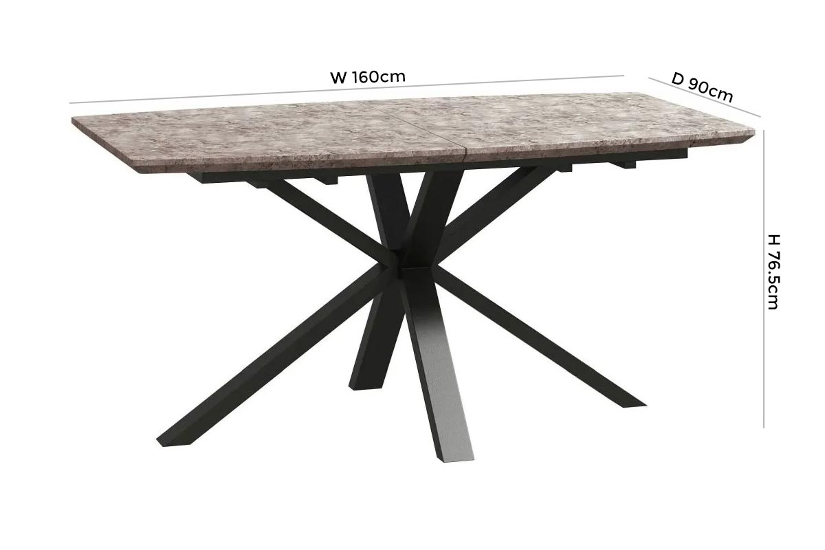 Product photograph of Tetro Concrete Effect 6 Seater Extending Dining Table from Choice Furniture Superstore.