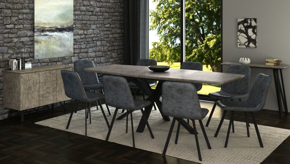 Product photograph of Tetro Concrete Effect 6-8 Seater Extending Dining Table from Choice Furniture Superstore.