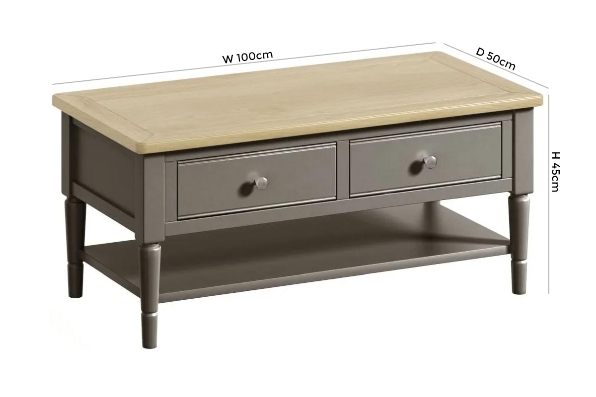 Product photograph of Harmony Grey Painted Pine Coffee Table from Choice Furniture Superstore.
