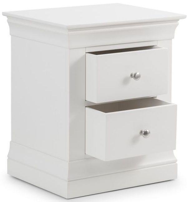Product photograph of Clermont Pine 2 Drawer Bedside Cabinet - Comes In White And Light Grey Options from Choice Furniture Superstore.