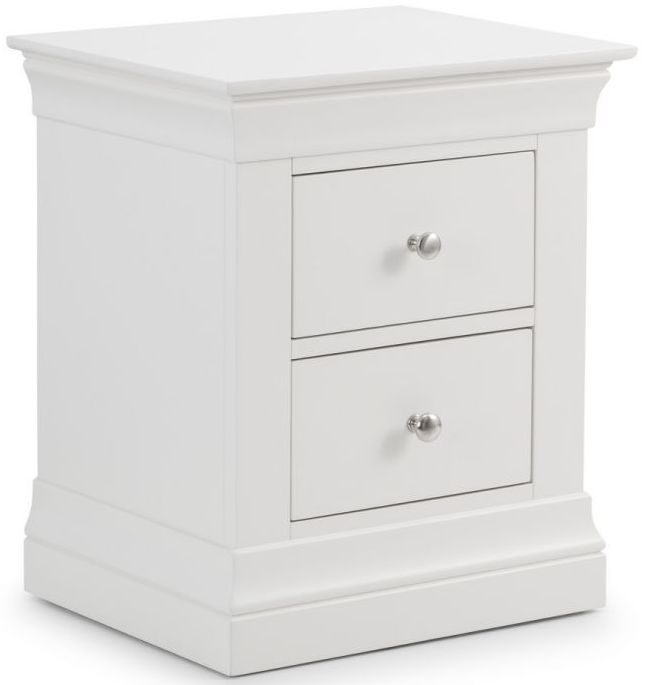 Product photograph of Clermont Pine 2 Drawer Bedside Cabinet - Comes In White And Light Grey Options from Choice Furniture Superstore.
