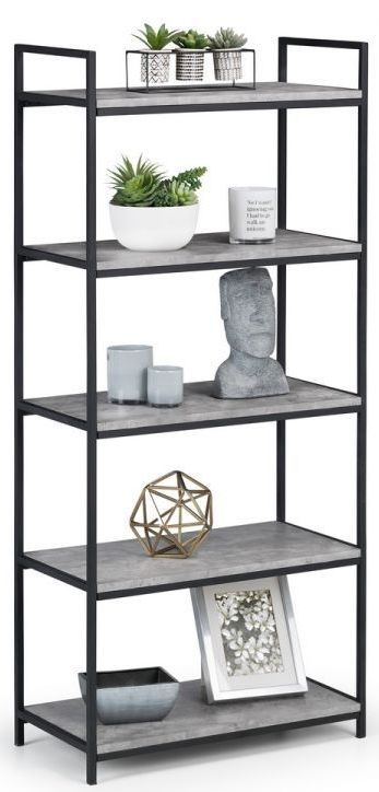 Product photograph of Staten Concrete Effect Tall Bookcase from Choice Furniture Superstore.