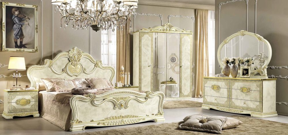 Product photograph of Camel Leonardo Night Italian Ivory High Gloss And Gold Bed from Choice Furniture Superstore.