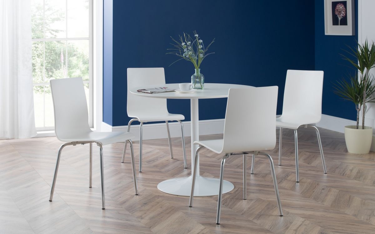 Product photograph of Blanco Pure White Effect Round Dining Table - 2 Seater from Choice Furniture Superstore.