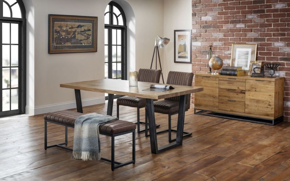 Product photograph of Brooklyn Brown Leather Dining Bench from Choice Furniture Superstore.