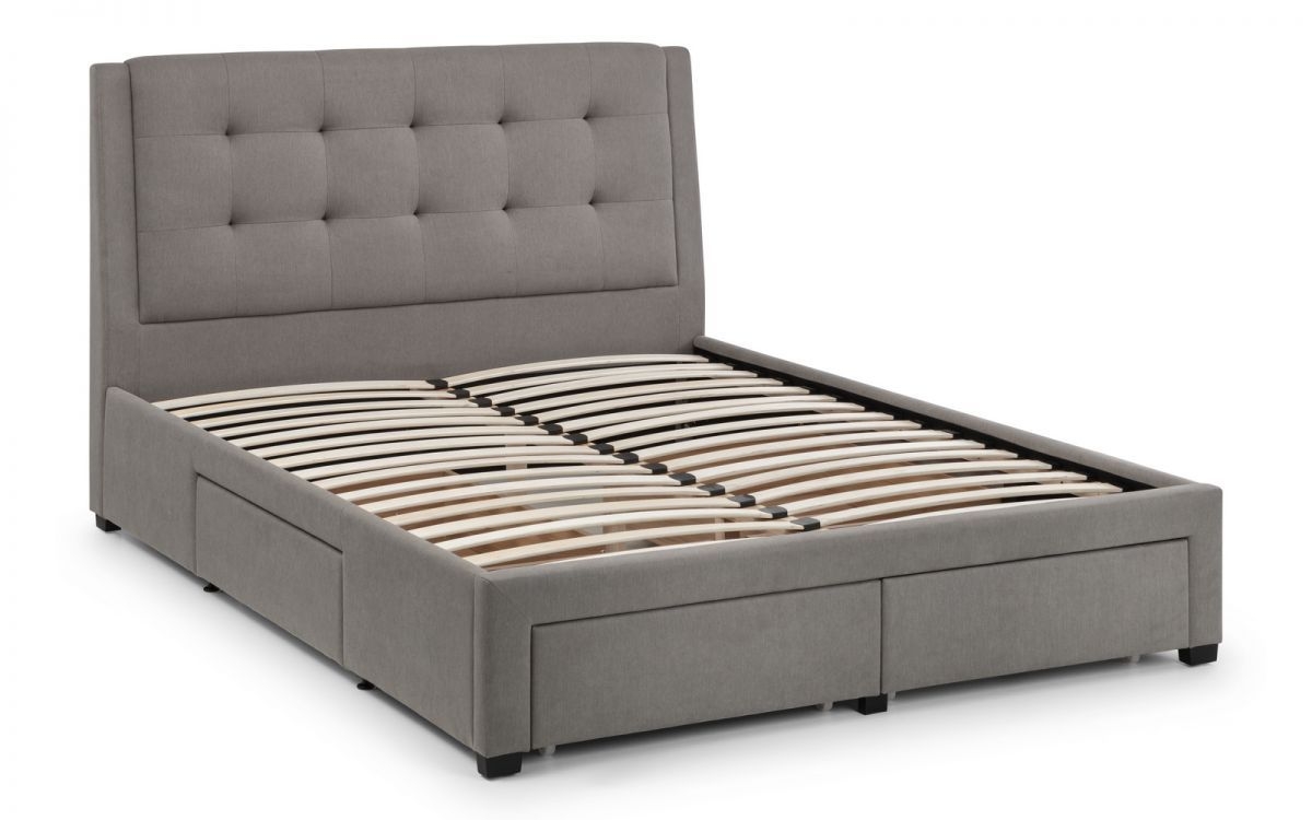 Fullerton Grey Linen Fabric 4 Drawer Storage Bed - Comes in Double, King and Queen Size Options