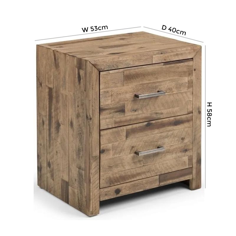 Product photograph of Hoxton Oak 2 Drawer Bedside Cabinet from Choice Furniture Superstore.