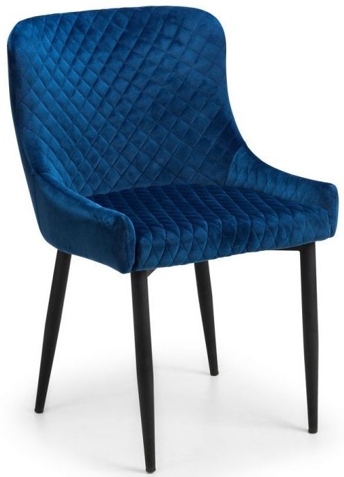 Product photograph of Set Of 2 Luxe Blue Fabric Dining Chair from Choice Furniture Superstore.