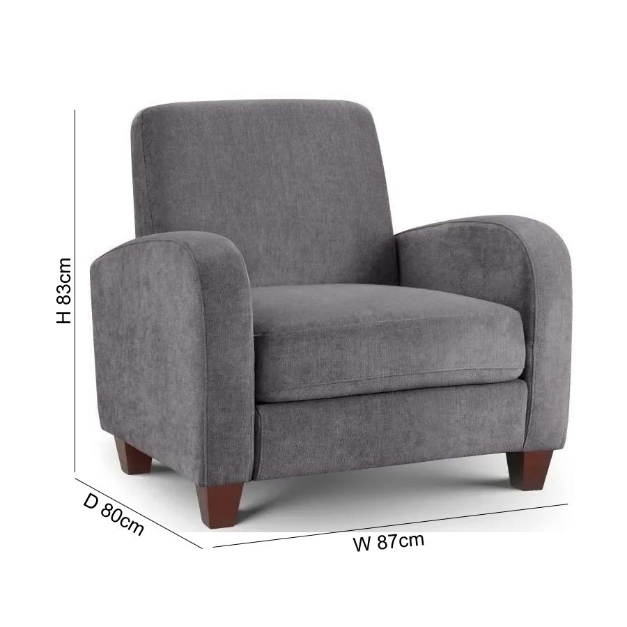 Product photograph of Vivo Dusk Grey Chenille Fabric 1 Seater Sofa from Choice Furniture Superstore.
