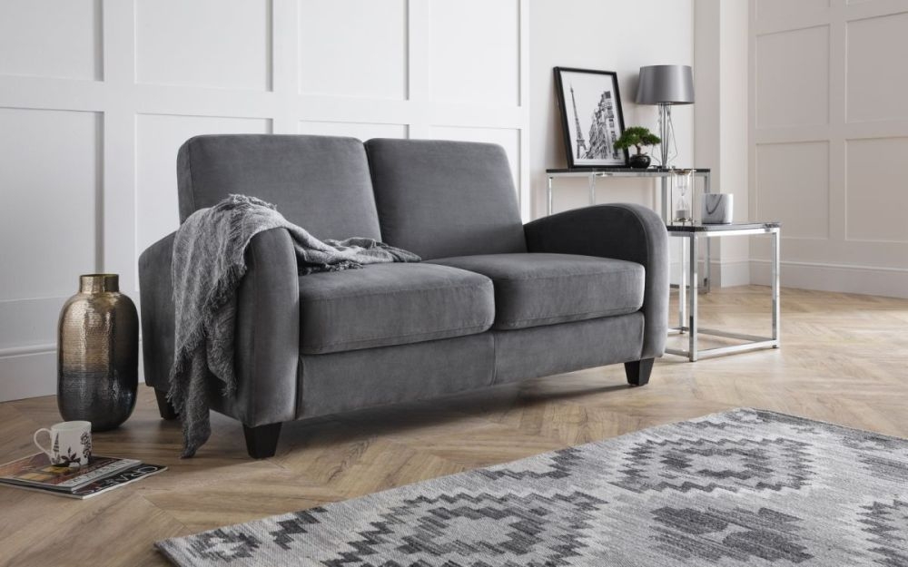 Product photograph of Vivo Dusk Grey Chenille Fabric 3 Seater Sofa from Choice Furniture Superstore.