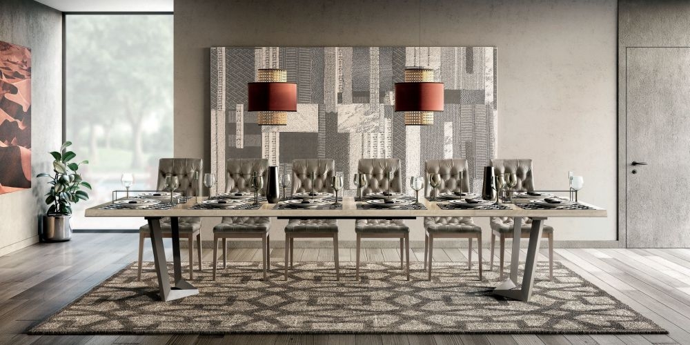 Product photograph of Camel Elite Day Sand Birch Italian Net Extending Dining Table from Choice Furniture Superstore.