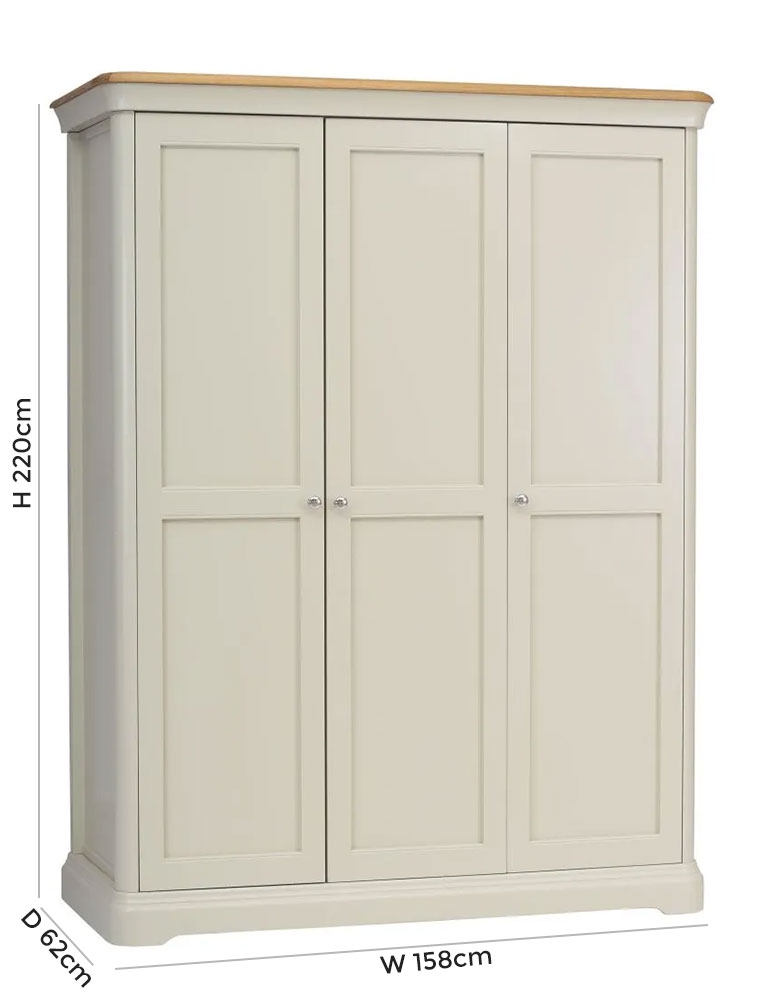 Product photograph of Tch Cromwell 3 Door Large Wardrobe - Oak And Painted from Choice Furniture Superstore.
