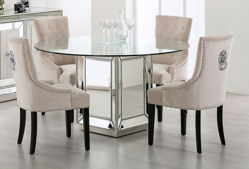 Product photograph of Sofia Mirrored Round Dining Table from Choice Furniture Superstore.