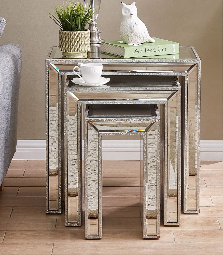 Product photograph of Sofia Mirrored Nest Of Tables from Choice Furniture Superstore.