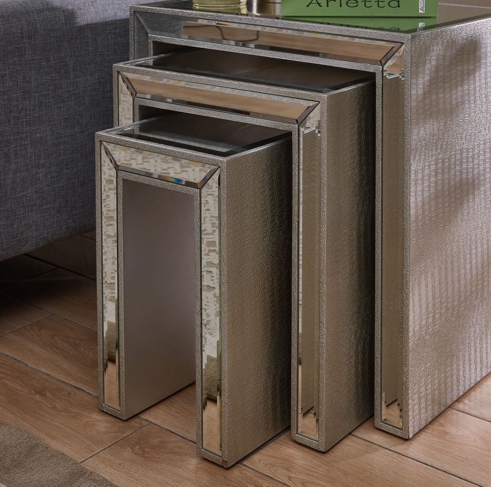 Product photograph of Sofia Mirrored Nest Of Tables from Choice Furniture Superstore.