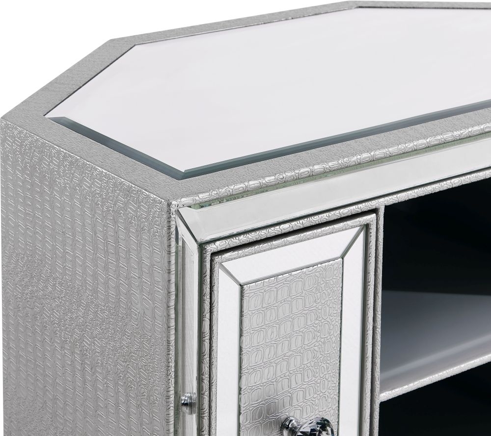 Product photograph of Armagh Mirrored Corner Tv Unit from Choice Furniture Superstore.