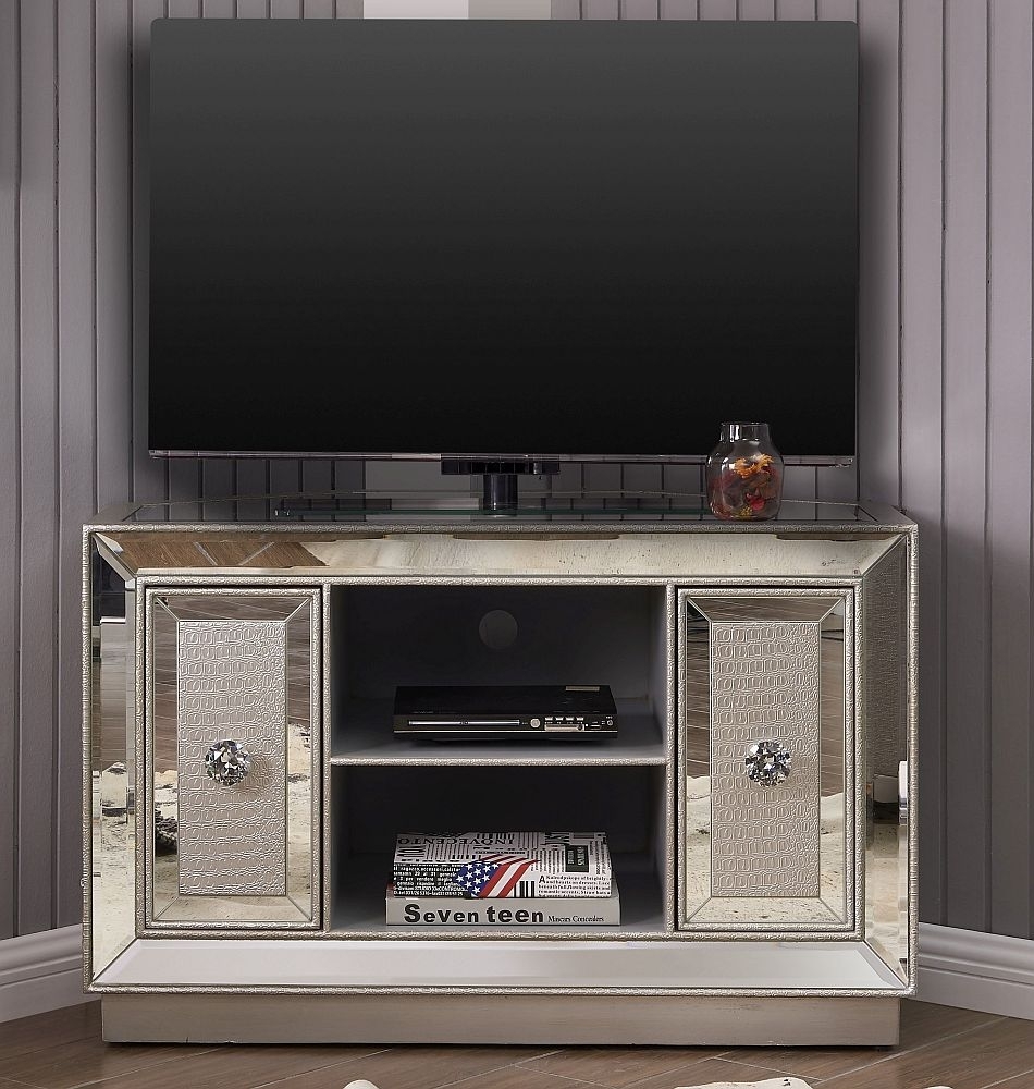 Product photograph of Armagh Mirrored Corner Tv Unit from Choice Furniture Superstore.