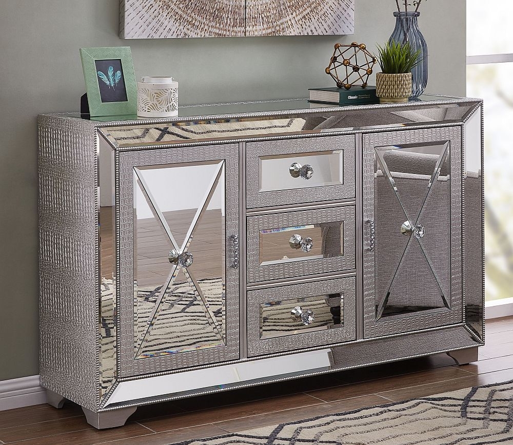 Product photograph of Sofia Mirrored 2 Door 3 Drawer Sideboard from Choice Furniture Superstore.