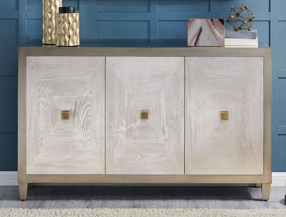 Product photograph of Nova 3 Door Sideboard With Glass Top from Choice Furniture Superstore.
