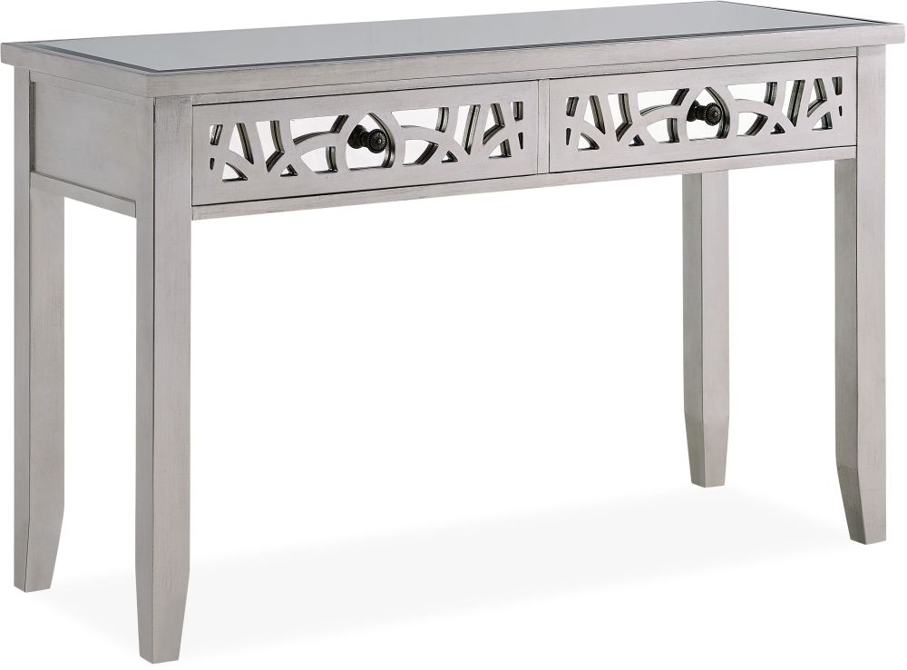 Product photograph of Cardiff Grey Mirrored Console Table With Mirror from Choice Furniture Superstore.