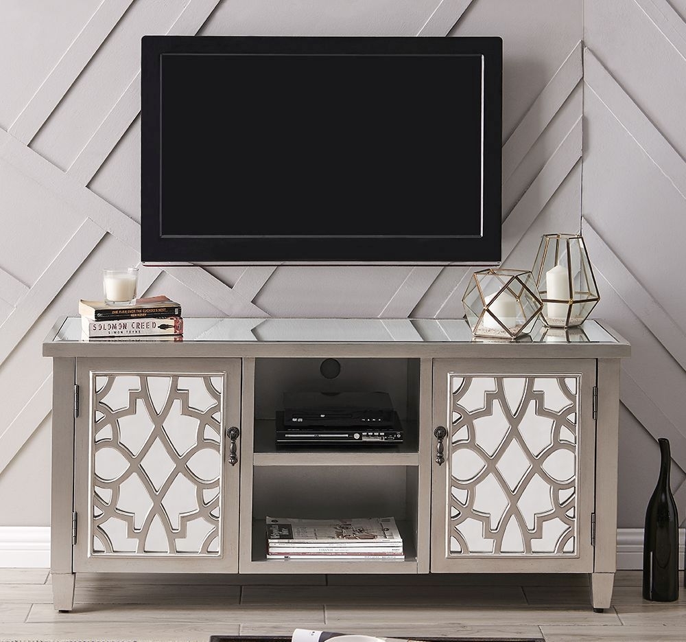 Product photograph of Cardiff Grey Mirrored 120cm Tv Unit from Choice Furniture Superstore.