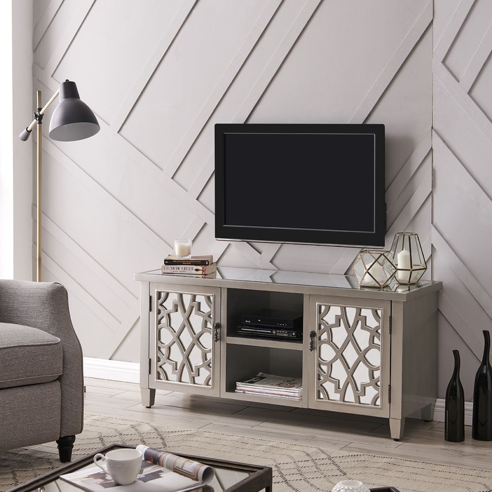 Product photograph of Cardiff Grey Mirrored 120cm Tv Unit from Choice Furniture Superstore.