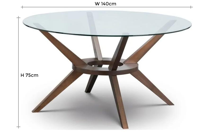 Product photograph of Chelsea Glass And Walnut 6 Seater Round Dining Table from Choice Furniture Superstore.