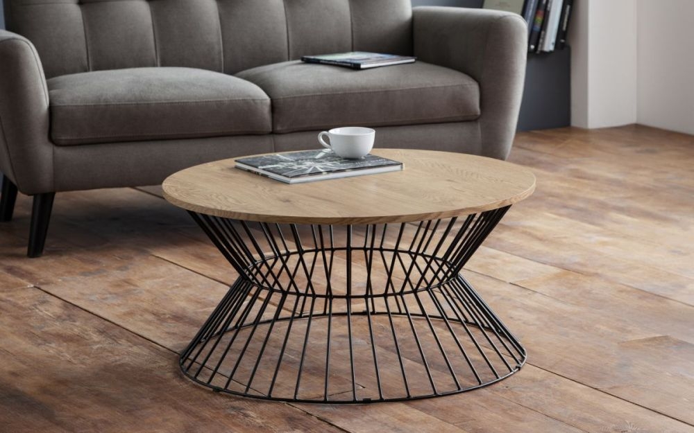 Product photograph of Julian Bowen Jersey Euro Oak Round Wire Coffee Table from Choice Furniture Superstore.