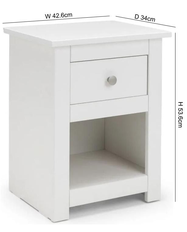 Product photograph of Radley Surf White 1 Drawer Bedside Cabinet from Choice Furniture Superstore.