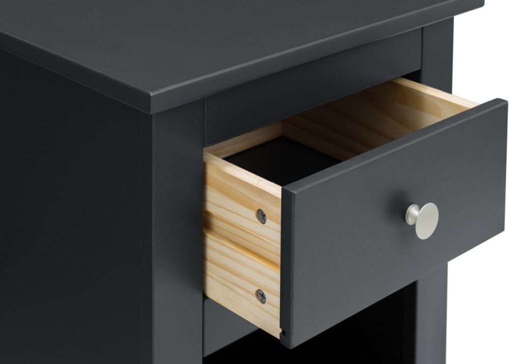 Product photograph of Radley Dark Grey 1 Drawer Bedside Cabinet from Choice Furniture Superstore.