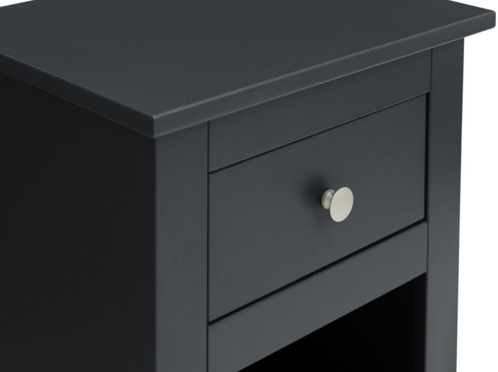 Product photograph of Radley Dark Grey 1 Drawer Bedside Cabinet from Choice Furniture Superstore.