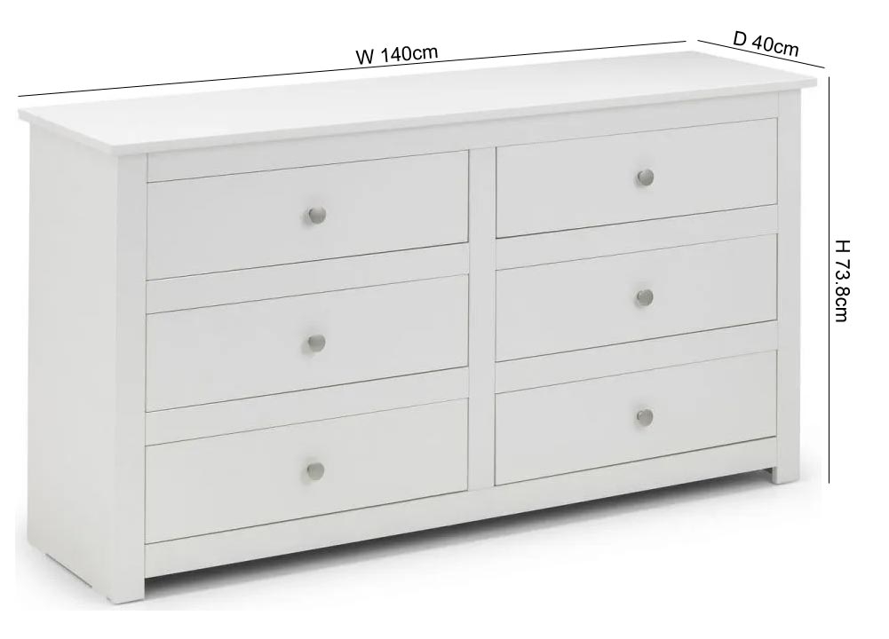 Product photograph of Radley Pine 6 Drawer Chest - Comes In Surf White And Anthracite Options from Choice Furniture Superstore.