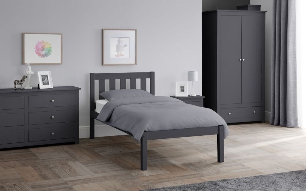 Product photograph of Radley Dark Grey 2 Door 1 Drawer Double Wardrobe from Choice Furniture Superstore.