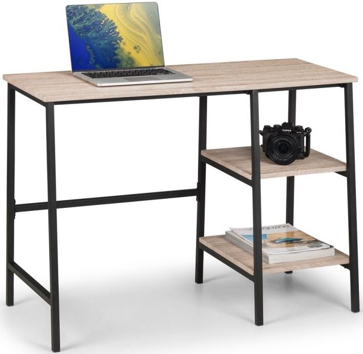 Product photograph of Tribeca Sonoma Oak And Black Metal Desk from Choice Furniture Superstore.