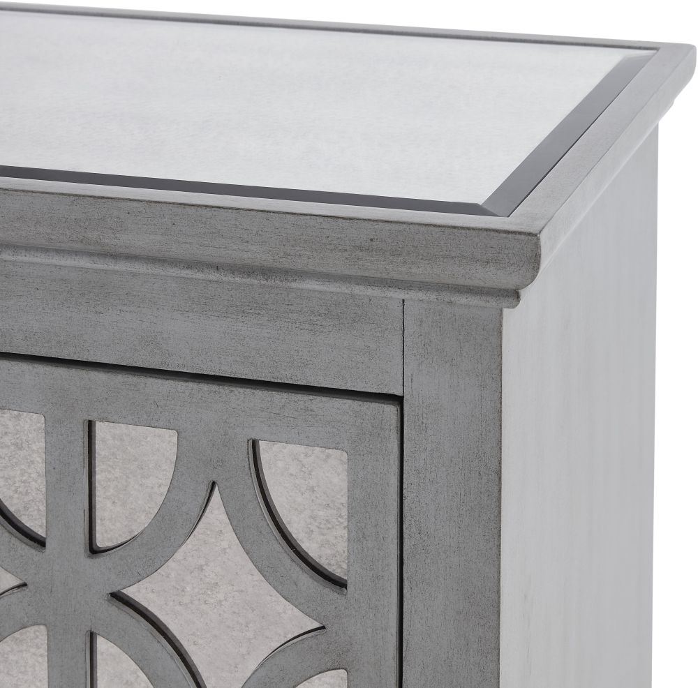 Product photograph of Russell Grey Mirrored Side Table from Choice Furniture Superstore.