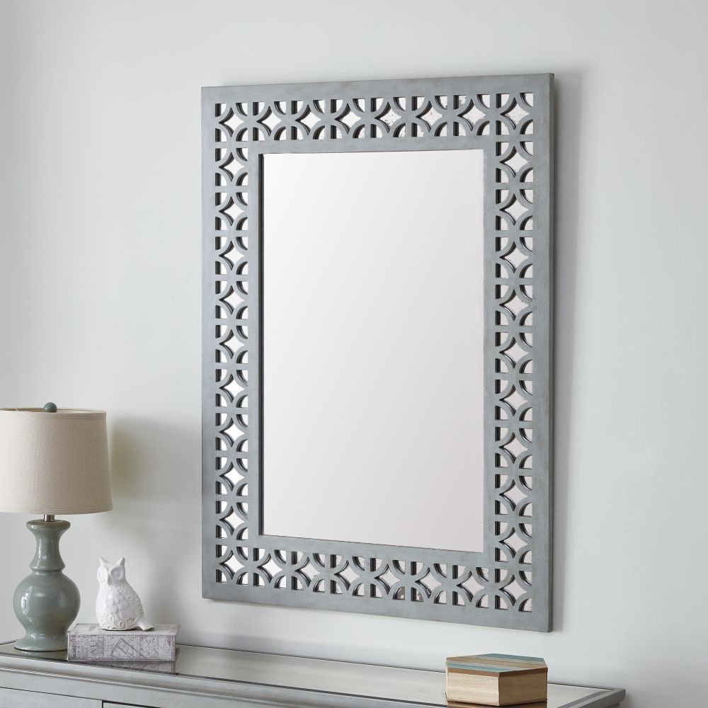 Product photograph of Russell Grey Rectangular Wall Mirror - 90cm X 120cm from Choice Furniture Superstore.