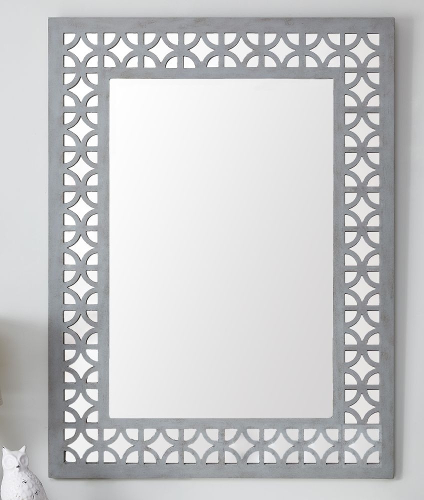 Product photograph of Russell Grey Rectangular Wall Mirror - 90cm X 120cm from Choice Furniture Superstore.
