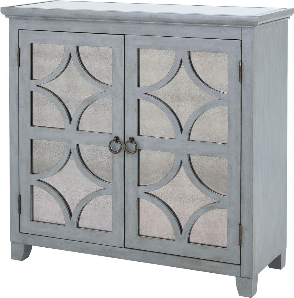 Product photograph of Russell Grey Mirrored 2 Door Small Sideboard from Choice Furniture Superstore.