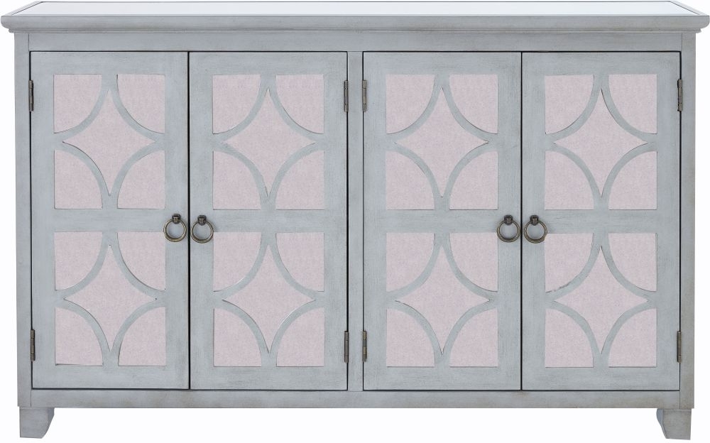 Product photograph of Russell Grey Mirrored 4 Door Sideboard With Mirror from Choice Furniture Superstore.