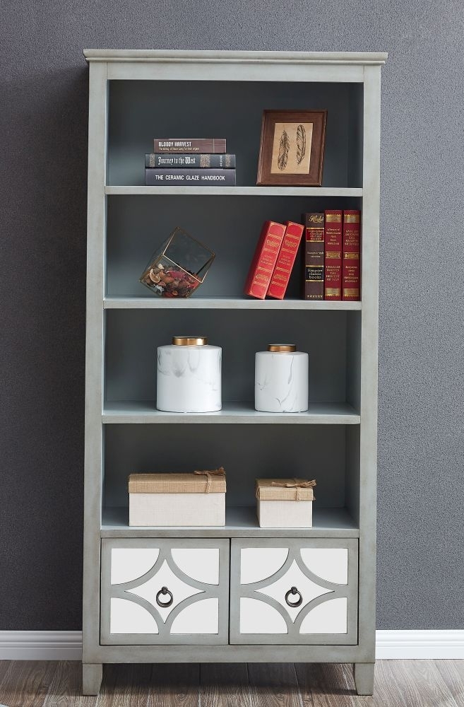 Product photograph of Russell Grey Mirrored Bookcase from Choice Furniture Superstore.