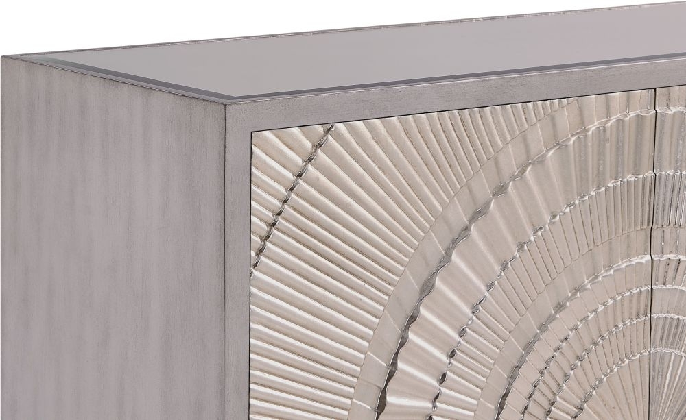 Product photograph of Frenso Embossed 2 Door Small Sideboard With Mirrored Top from Choice Furniture Superstore.